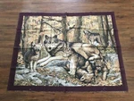 Wolf And Cubs Wildlife Forest 44 X 35 Panel Fabric Quilts Wall Hanging. Fixed Price $6.99.