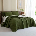 Sanracie Olive Green Waffle Weave Set Queen SIZE(90"X98")-COTTON Quilte.... Fixed Price $199.38.