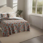 Threshold Full/q Printed Voile Quilt Earthy Vines Light Teal Floral Cotton New. Fixed Price $29.00.