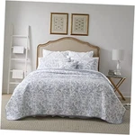 Laura Ashley- Quilt Set, Cotton Reversible Bedding King Amberley Soft Blue. Fixed Price $125.17.