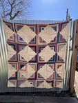 Antique Log Cabin Quilt 63 73 Tied Comforter Vtg Sunshine And Shadow Indigo. Fixed Price $225.00.