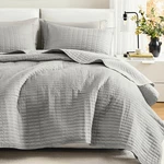 Comfort Spaces Grey King Set Light Quilted Bedspread W/2 Pillow Case Shams. Fixed Price $34.99.
