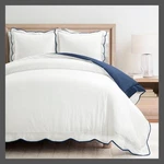 3PC Full/queen Coastal Chic Scallop Edge Duvet Set Navy Blue/white - Lush. Fixed Price $53.54.