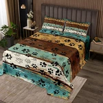Dog Paw Print Bedspread Queen Size, Animal Theme Coverlet Set For Kids Boy Girls. Fixed Price $81.99.