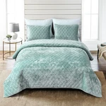 Fredsure Distressed Velvet Quilt Set, 3 Pieces Sage Green Queen, V.... Fixed Price $51.76.