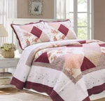Laura Burgundy Real Patchwork Reversible 100%COTTON Quilt Set Bedspread Coverlet. Fixed Price $79.99.