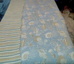 & F Home Reversible Natural Shells Queen Quilt Beach Ocean Stripes. Fixed Price $30.00.
