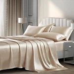 Pothuiny Satin Sheets Set, (6 Pieces, Taupe) - Luxury Queen,. Fixed Price $45.51.