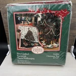 American Pacific Golden Christmas Quilted Patchwork Wall Hanging Throw 50 X. Fixed Price $40.00.