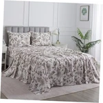 Vintage Brown Floral Percale Bed Sheets Size, 100% Cotton Queen Cream White. Fixed Price $128.62.