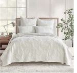 Levtex Home Quilt Set 2 Pc Cream Velvet Floral Paisley Reversible. Fixed Price $89.99.