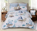 Virah Bella - Sailboat Lightweight Reversible Quilt Set In Tote. Fixed Price $89.95.