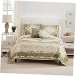 Olivia Embroidered 3-PIECE Quilt Set Lightweight Full/queen Green, Ivory. Fixed Price $98.77.