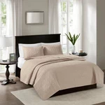 Madison Park Quebec Quilt Set, Damask Stitching Design, Cotton Filled, 3 Pieces. Fixed Price $103.99.