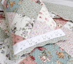 Cottage Chic 100% Cotton Quilt Set : Cozy Pink Green Blue Patch Shabby Roses. Fixed Price $94.45.