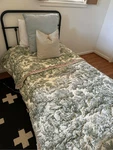 Custom French Country Chinoiserie Green Toile Quilted Comforter Coverlet Twin Si. Fixed Price $174.30.