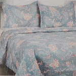 Venetian Collection King 3PC Reversible Quilted Set Blue Pink Floral. Fixed Price $49.99.
