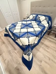 New Amish Quilt Log Cabin Trellis Blue & Cream 108X116 Lancaster Pa Heirloom. Fixed Price $650.00.