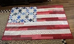 Patriotic American Flag Patchwork Reversible Quilted Cotton 61X72". Fixed Price $185.00.