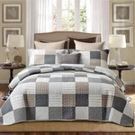 Pangushan 100% Cotton Quilt Set QUEEN(90"X98"), Grey/brown/black/white. Fixed Price $141.12.