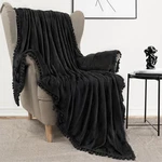 Fleece Throw Blanket With Pompom Fringe Lightweight Cozy Bed Soft. Fixed Price $28.99.