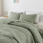California King Size Quilt Bedding Set Pillow Sham 3 Pc Sage Green Bedspread. Fixed Price $77.74.