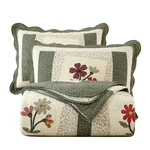 Vctops Farmhouse Green 3 Piece Embroidered Floral Quilted Bedspread Set.... Fixed Price $169.19.