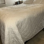 Simply Shabby Chic Quilt Coverlet King White Linen Blend Crochet Trim.. Fixed Price $99.00.