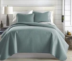Vilano Oversized Steel Blue Microfiber King Quilt And Sham Set. Fixed Price $149.99.