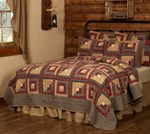 King Quilt Hand Stitched Log Cabin Patchwork Red Blue 100% Cotton Millsboro. Fixed Price $198.95.