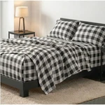 Bare Home Cal King Flannel Sheet Set Black White Buffalo Plaid 100% Cotton 4PC. Fixed Price $49.99.