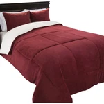 Lavish Home 3-PIECE King Size Comforter Set Cozy Sherpa Bedding, Burgundy. Fixed Price $54.95.