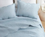Sky Blue 3PC Queen Quilt Set : Matelasse Chic Shabby Cozy Cottage Tile Coverlet. Fixed Price $114.45.