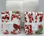 Pottery Barn Red Berry Wreath Cardinal Velvet Border Quilt F/q Queen + 2 Shams. Fixed Price $359.96.