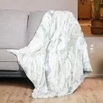 Woomer Heated Blanket Throw 50 60, Marble Blue-faux Fur &. Fixed Price $70.05.