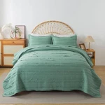 Honeilife 3 Pc Set, Queen, Microfiber Quilt, Shabby, Ruffled, Green, New. Fixed Price $18.00.