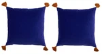 Set Of Throw Pillows 20"X20" Grecian Blue Tassels Drew Barrymore Flower Home. Fixed Price $36.99.