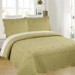 3 Piece Floral Embroidered Quilted Bedspread-beautiful Stitching. Fixed Price $34.99.