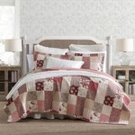Laura Ashley 3PC Full/queen Celina Patchwork 100% Cotton Quilt Bedding Set Red. Fixed Price $31.99.