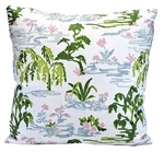 Meadow Impressions Chinoiserie 18" Decorative Throw Pillow Cover Pink Green Blue. Fixed Price $49.00.