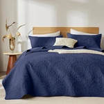 Navy Blue Quilt Set King/cal Size, Embossing Microfiber Bedspreads With Pil. Fixed Price $48.99.