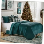 Greenland Home Riviera Velvet Finely Stitched Quilt 3-PIECE King/cal Teal. Fixed Price $140.05.