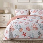 Coastal Set - Queen And 2 Shams, Quilted Bedspread With Beach Them. Fixed Price $101.99.