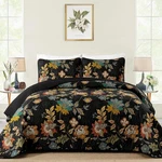 Wongs Bedding Quilt Queen Size, Black Botanical Bedspread Sets. Fixed Price $49.97.