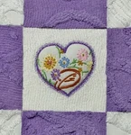 9 "hand Embroidered Heart" Feature Vintage Chenille Bedspread 6" Quilt Squares. Fixed Price $12.50.