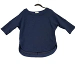 Max Studio Blouse Womens Medium Blue Textured Tunic Top Boat Neck High Low Hem. Fixed Price $16.99.