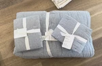Pottery Barn Belgian Flax Linen Tufted Full Queen Quilt Shams Chambray Blue. Fixed Price $299.99.
