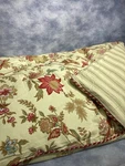 Rose Tree Home King Quilt Jacobean Floral Reversible Stripe Cord Piping Gold Red. Fixed Price $100.00.