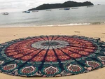 Raajsee Round Beach Tapestry Blue Orange Mandala Throw/boho Hippie Blanket. Fixed Price $20.49.