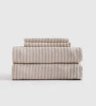 Nwot Quince European Linen Sheet Set Natural White Stripe 4 Piece King. Fixed Price $249.00.